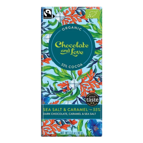 Chocolate & Love - Sjávarsalt og karamella, lífrænt 80gr 55%